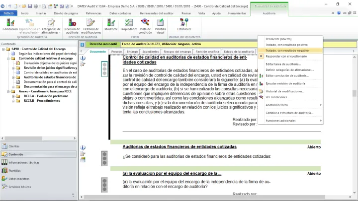 Captura DATEV Control de Calidad