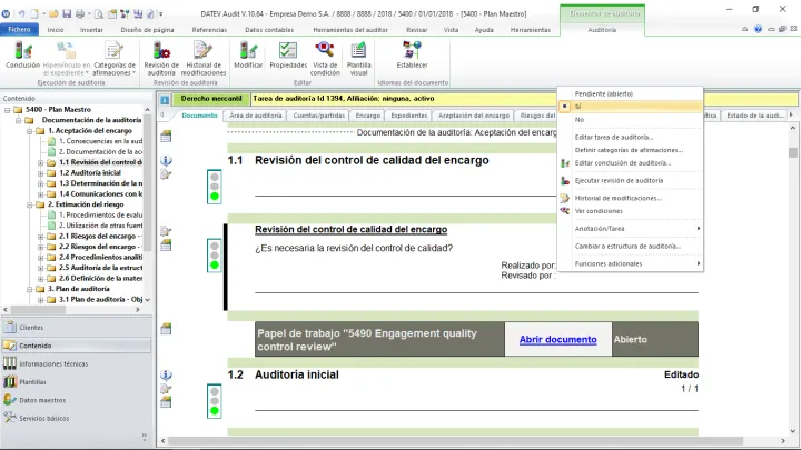 Captura DATEV Control de Calidad