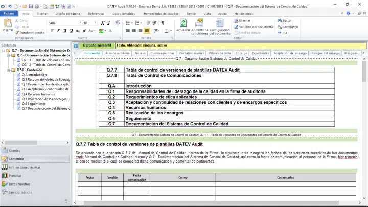 Captura DATEV Control de Calidad