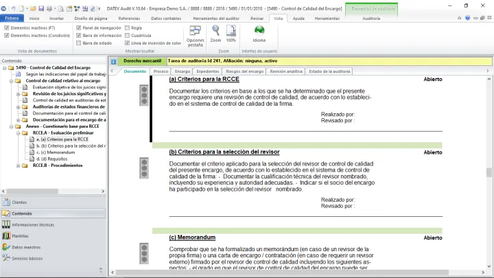 Captura DATEV Control de Calidad