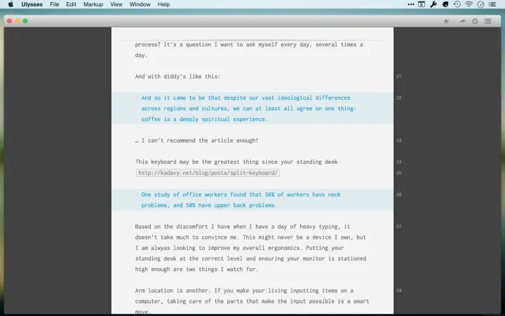 Captura Ulysses Writing App