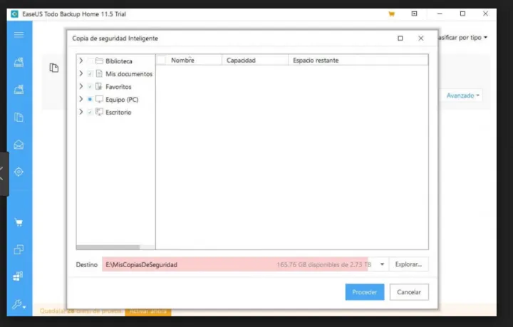 Captura EaseUS Todo Backup Backup