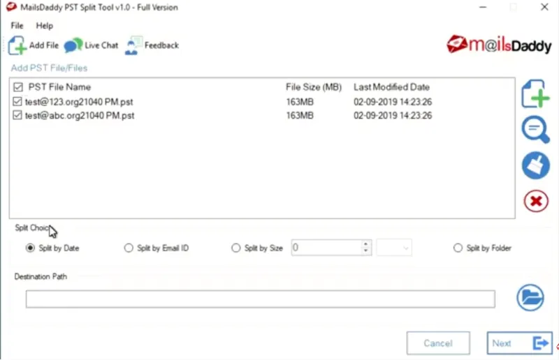 MailsDaddy PST Split Tool