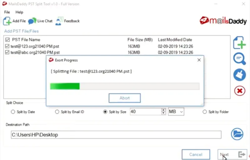 MailsDaddy PST Split Tool